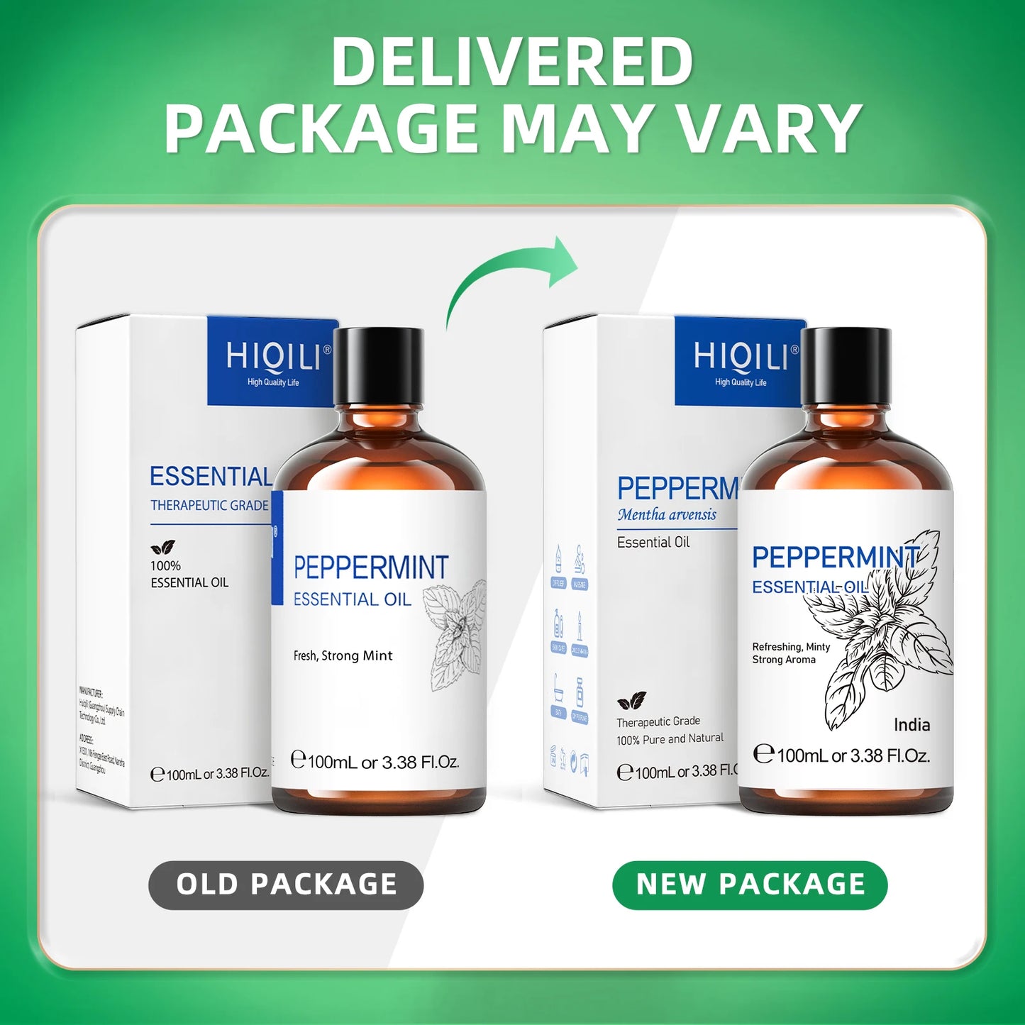 HIQILI Essential Oil Blend – Peppermint, Sandalwood & Lemon (100ML)