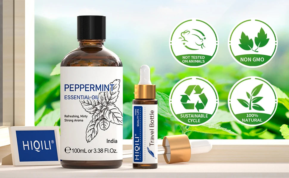 HIQILI Essential Oil Blend – Peppermint, Sandalwood & Lemon (100ML)